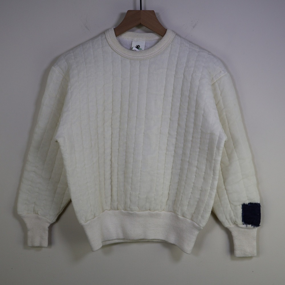 Vintage Black Sheep Quilted Thermal Hollofil Insulated Sweatshirt Medium Cream